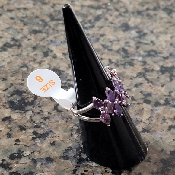 Bomb Party RBP6460 "Mystic Heart" Array of Amethyst Cubic Zirconia Sz 6 - Picture 3 of 5